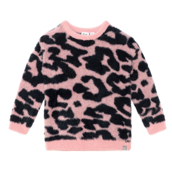 Deux par Deux Pink and Black Fuzzy Sweater - Picture 2 of 10